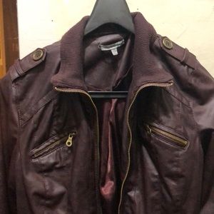 Maroon faux leather jacket